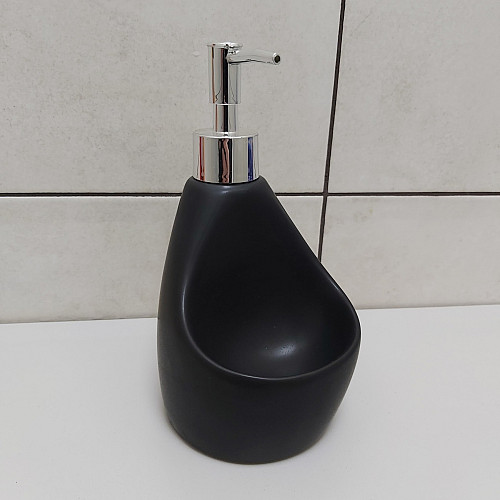 Дозатор жидкого мыла 350 мл с подставкой для губки BonaDi 851-312 Black