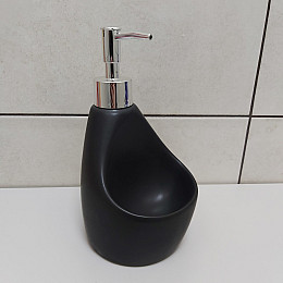 Дозатор жидкого мыла 350 мл с подставкой для губки BonaDi 851-312 Black