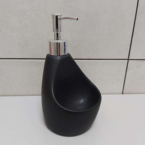 Дозатор жидкого мыла 350 мл с подставкой для губки BonaDi 851-312 Black