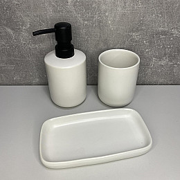 Набір для ванної (3 предмети) дозатор для мила, склянка для зубних щіток та мильниця Bona Di 851-327