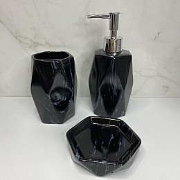 Набір аксесуарів для ванної кімнати 3 предмети Чорний мармур Bona Di 851-318