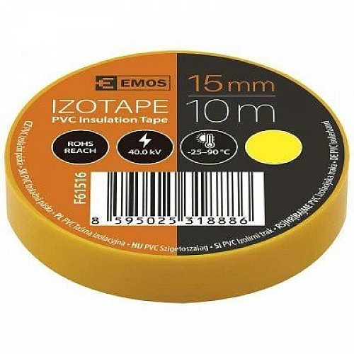 Ізолента EMOS PVC 15/10 YELLOW