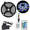 Светодиодная лента RIAS 3528 LED RGB в бухте 5м разноцветная 220V с пультом