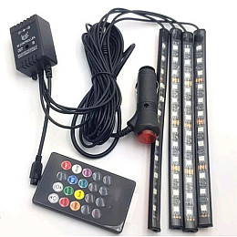 Универсальная цветная автомобильная RGB led подсветка с микрофоном OPT-TOP HR-01678 влагозащитная (1756374648)