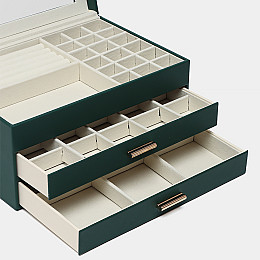 Шкатулка Casegrace SP-01223 Зелена 26,5*18*13,5 см для прикрас та ювелірних виробів, трьохрівнева