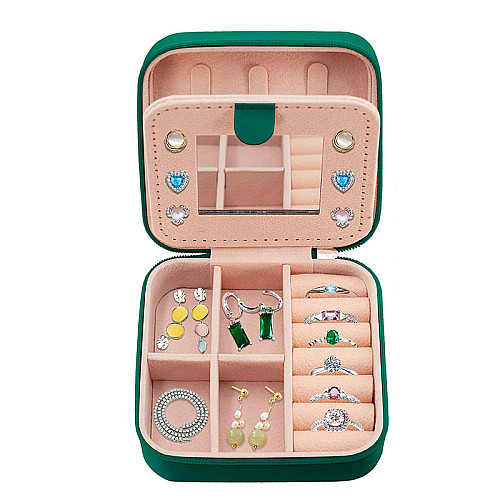 Шкатулка Casegrace SP-01250 Green 10*10*5 для украшений и ювелирных изделий портативная c зеркалом