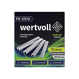 Скобы закаленные для пневмостеплера WERTVOLL 80 10 мм/12.8х0.95 мм 18000 шт Gray (FX-2310)