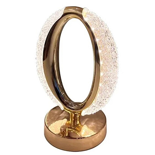 Настольная светодиодная кристаллическая лампа RIAS Ring Diamond Gold