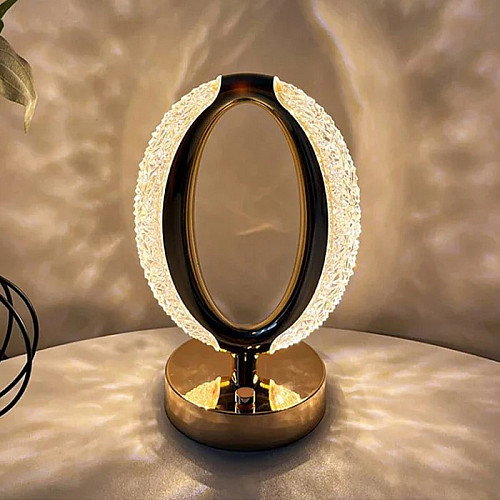 Настольная светодиодная кристаллическая лампа RIAS Ring Diamond Gold
