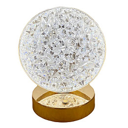 Настольная светодиодная кристаллическая лампа RIAS Round Diamond Gold
