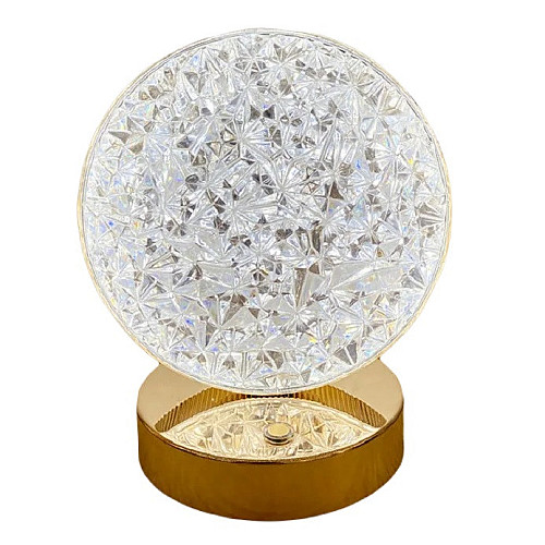 Настольная светодиодная кристаллическая лампа RIAS Round Diamond Gold