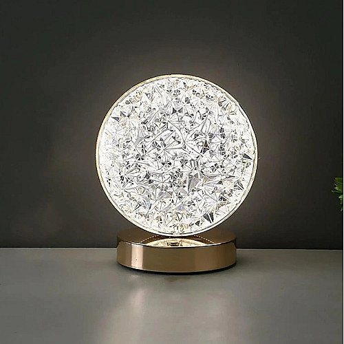 Настольная светодиодная кристаллическая лампа RIAS Round Diamond Gold