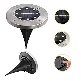 Садовый уличный светодиодный фонарь-подсветка на солнечной батарее Solar Disk Lights 8 LED 164-12328830