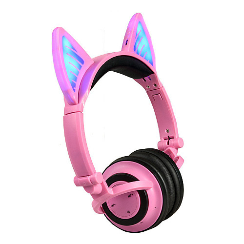 Bluetooth наушники LINX BL108A с кошачьими ушками LED Розовые (SUN0482)
