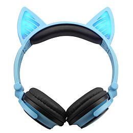 Bluetooth наушники Linx BL108A с кошачьими ушками LED Синие (SUN0481)