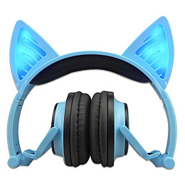Bluetooth наушники LINX BL108A с кошачьими ушками LED Синие (SUN0481)