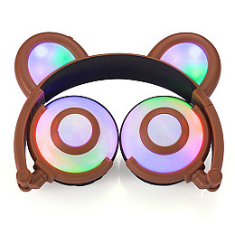 Наушники Linx Bear Ear Headphone с медвежьими ушками LED подсветка 350 mAh Коричневый (SUN1863)