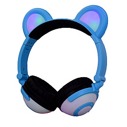 Наушники Linx Bear Ear Headphone с медвежьими ушками LED подсветка 350 mAh Голубой (SUN1861)