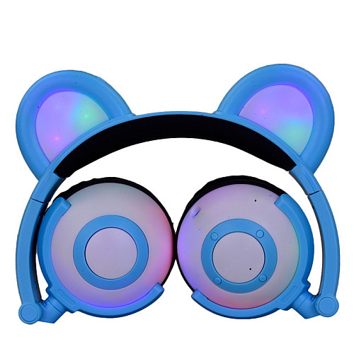 Наушники Linx Bear Ear Headphone с медвежьими ушками LED подсветка 350 mAh Голубой (SUN1861)