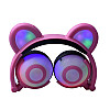 Наушники Linx Bear Ear Headphone с медвежьими ушками LED подсветка 350 mAh Розовый (SUN1862)