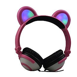 Наушники Linx Bear Ear Headphone с медвежьими ушками LED подсветка 350 mAh Розовый (SUN1862)