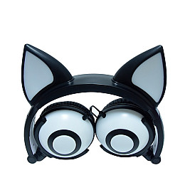 Наушники SUNROZ Linx Bear Ear Headphone с ушками Лисички LED Черный (SUN2648)