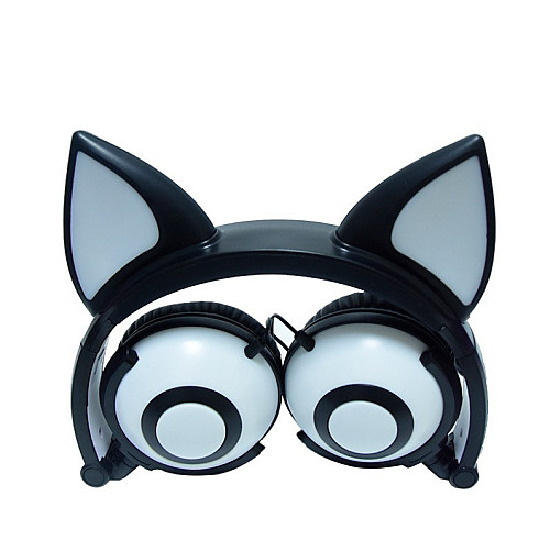 Наушники SUNROZ Linx Bear Ear Headphone с ушками Лисички LED Черный (SUN2648)