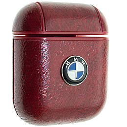 Кожаный чехол Aare BMW для наушников AirPods/AirPods 2 Бордовый (00007695)
