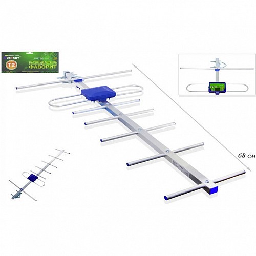 Антенна DVB-T2 Eurosky Фаворит с усилителем 5v 0.7 м Синяя (300057)