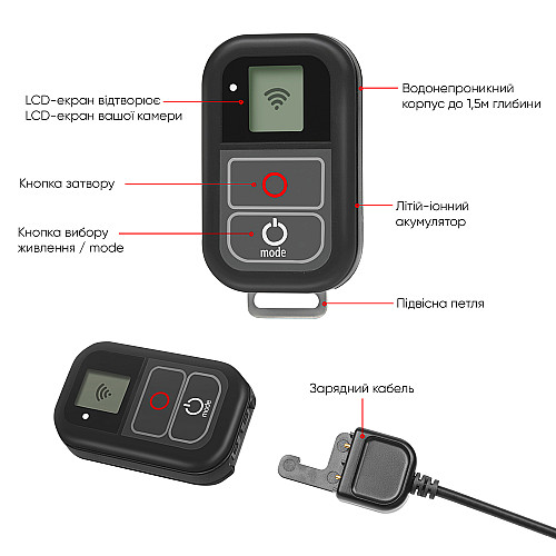 Пульт дистанційного керування AIRON AC315 для управління камерами GoPro Чорний (69477915500053)