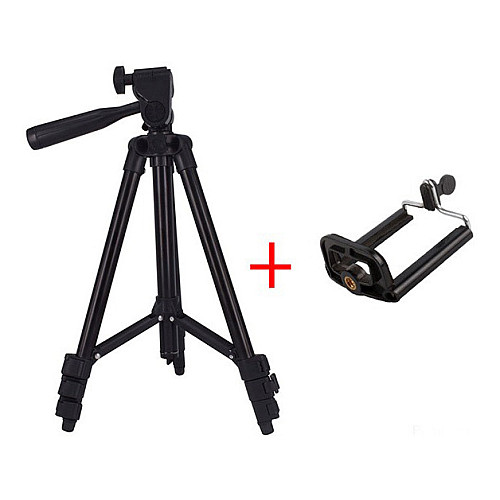 Штатив для фотоаппарата + крепление для телефона OOOPS Tripod 3120 A тренога держатель для камеры Black (1007648-Black-1)