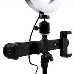 Кільцева лампа настільна GINZSH KH-20 2 в 1 16 см з двома тримачами