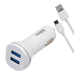 Автомобильное зарядное устройство inkax CC-12 2USB 2.1A microUSB White (av087-hbr)