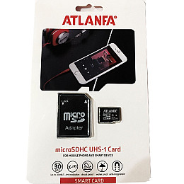 Карта памяти Atlanfa micro sd 32Gb с адаптером 10 class Черная