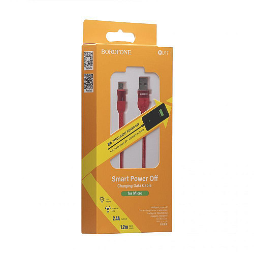 Кабель USB Borofone BU17 Starlight USB - Micro USB Красный