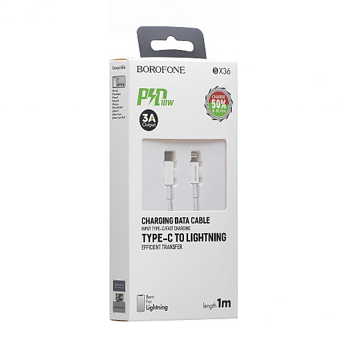 Кабель USB Borofone BX36 Union Type C - Lightning 18W Білий