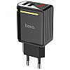 Мережевий адаптер Hoco C39A 2USB з дисплеєм Black