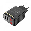 Мережевий адаптер Hoco C39A 2USB з дисплеєм Black