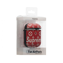 Футляр для Наушников Airpods Glossy Brand Supreme red