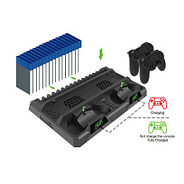 Зарядна док-станція для PS Playstation 4/PS4 SLIM/PRO для 2-х геймпадів та 16 дисків XPRO PSCharger Dobe