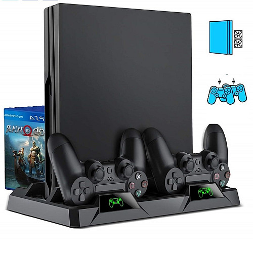 Зарядна док-станція для PS Playstation 4/PS4 SLIM/PRO для 2-х геймпадів та 16 дисків XPRO PSCharger Dobe