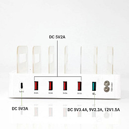 Мультизарядна док-станція з органайзером Digital Lion MCS-866T, 40W, на 6 USB портів