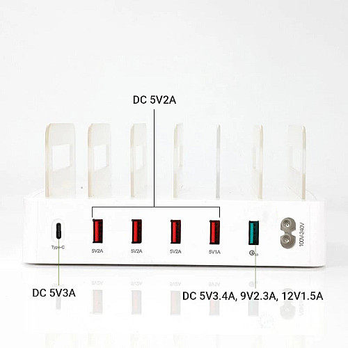 Мультизарядна док-станція з органайзером Digital Lion MCS-866T, 40W, на 6 USB портів