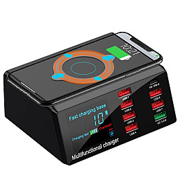 Мультизарядное устройство с беспроводной зарядкой Digital Lion MCS-X9, на 8 USB, 100W
