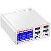 Зарядная станция с дисплеем на 6 портов Addap MCS-896P, мультизарядное устройство с 4×USB-A и 2×Type-C портами, 87W, Белая (0234)