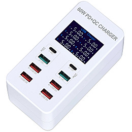 Сетевое зарядное устройство на 8 разъемов Addap WLX-A8T Type-C + USB-A PD 3.0 и QC 3.0