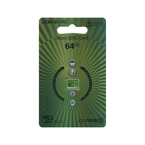 Карта пам'яті Borofone Micro SDXC 64gb 10 Class Зелений