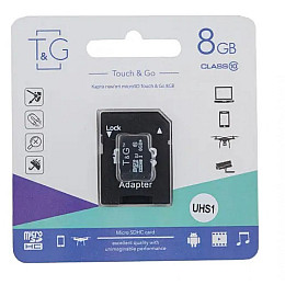 Карта пам'яті з адаптером T&G Micro SDHC 8gb Class 10 Чорний