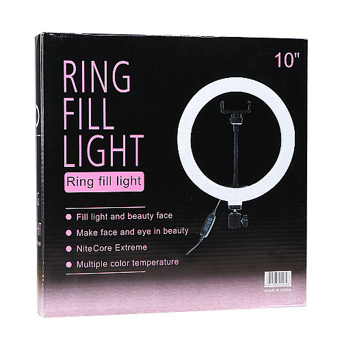 Кольцевая Led лампа с деражателем для телефона UKC Fill Light 26cm QX-260 Черный