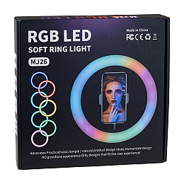 Кольорова кільцева RGB LED лампа MJ26 26см RJB Light 1 кріплення, роз'єм USB Чорна